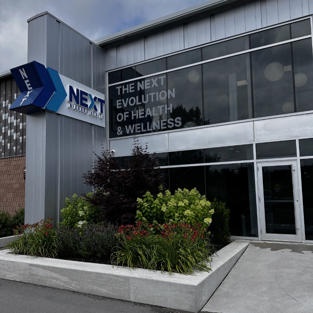 Exterior of NEXT Niagara Health clinic building in Niagara Falls.